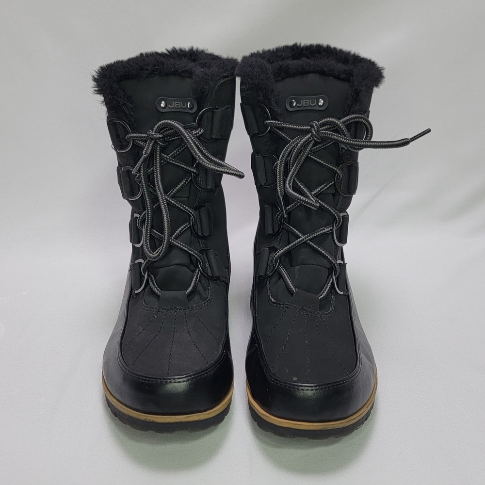 JBU Maldine Women's Winter Boots Size 10M Black Faux Fur Lined Lace Up Cold Snow